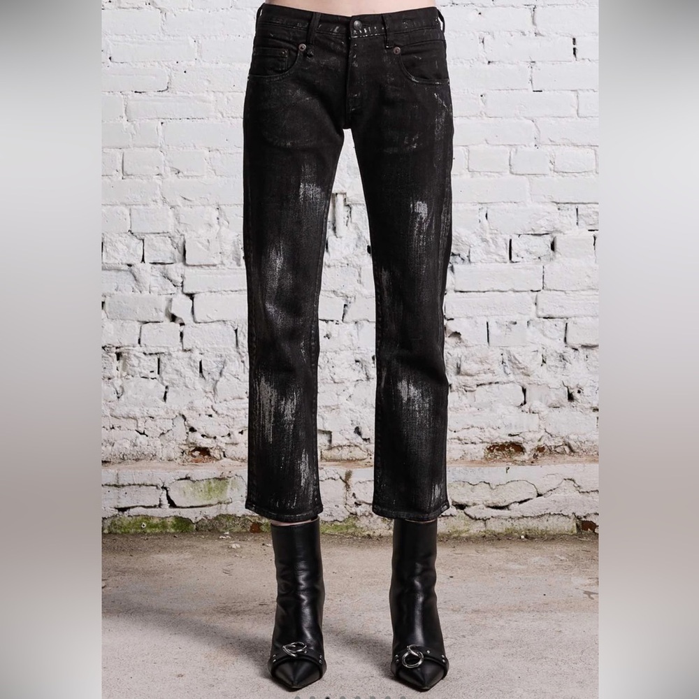 R13 Boy Straight- Silvered Black Stretch Sz 27 - Picture 3 of 9